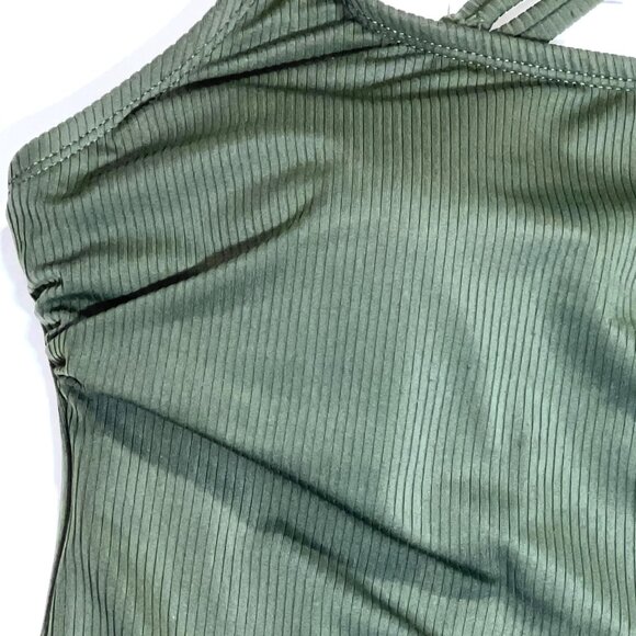 Hurley Amazon Jungle Green Ribbed UPF 50+ One-Piece Bathing Suit Swimsuit L NEW - Picture 3 of 9